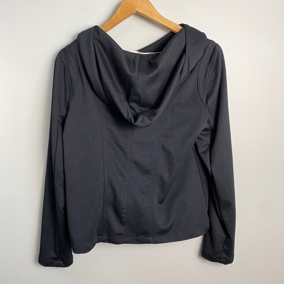 DKNY Jeans Black Off-Center Asymmetric Full Zip Performance Hooded Jacket‎ Large - Picture 6 of 15